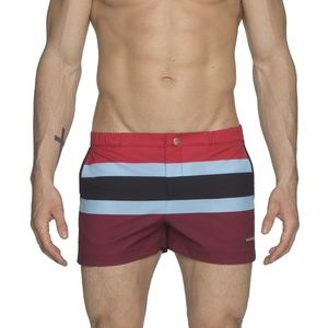 Parke & Ronen 2" Swim Trunk 32 Colorblock Maroon
